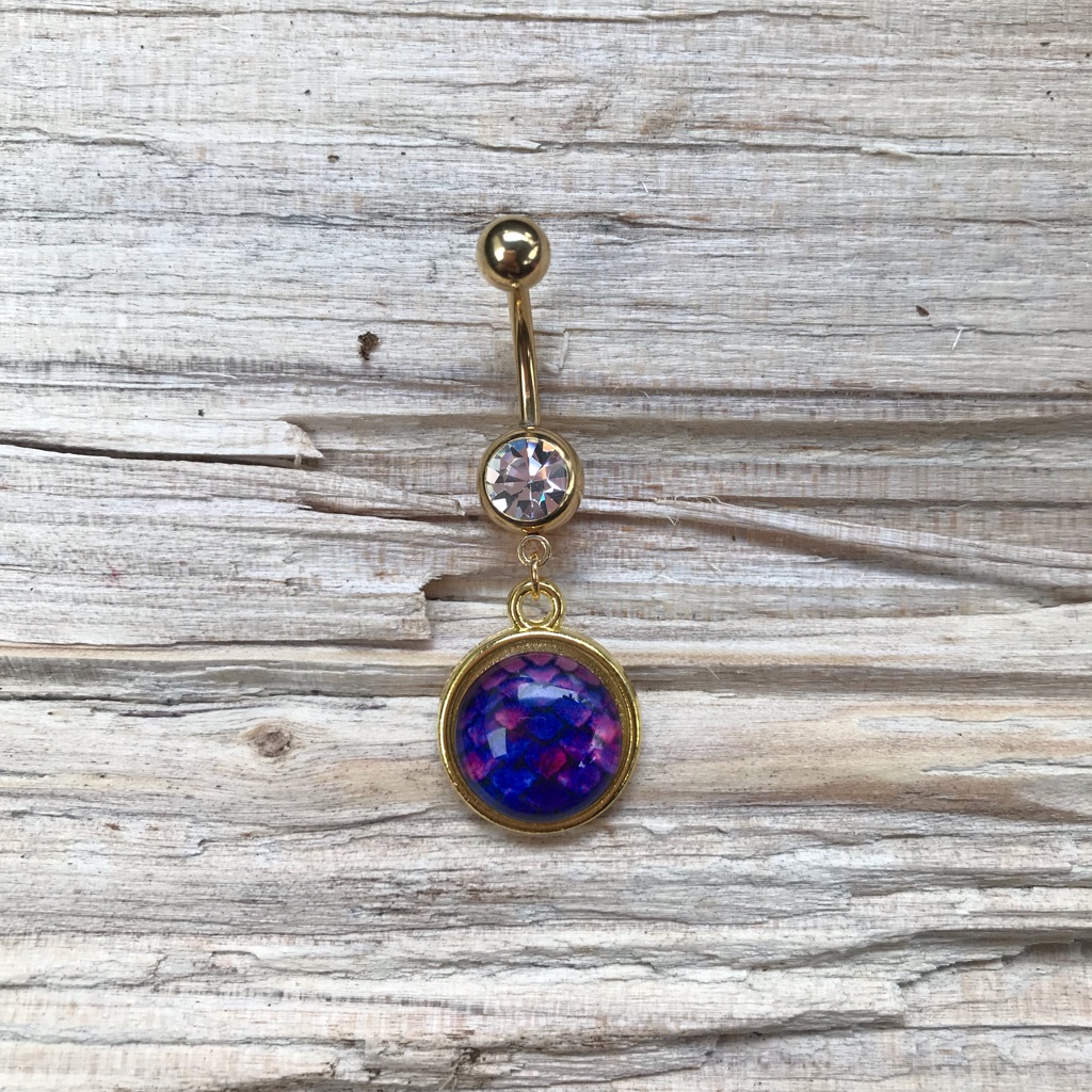 Gold Dragon Scale Belly Button Ring